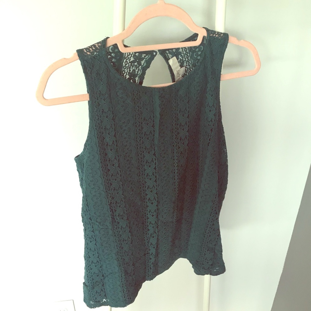 Teal lace LOFT tank